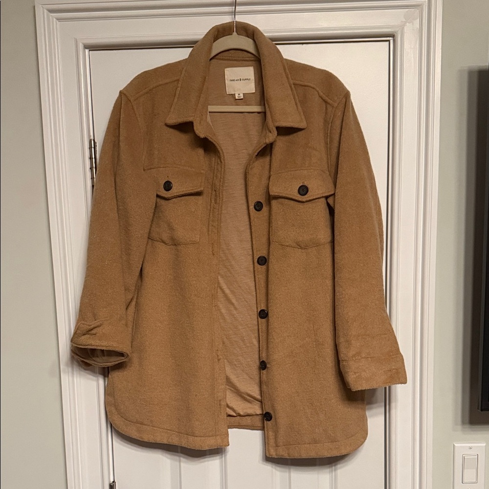 Thread & Supply Beige Shacket- Size Medium - image 1